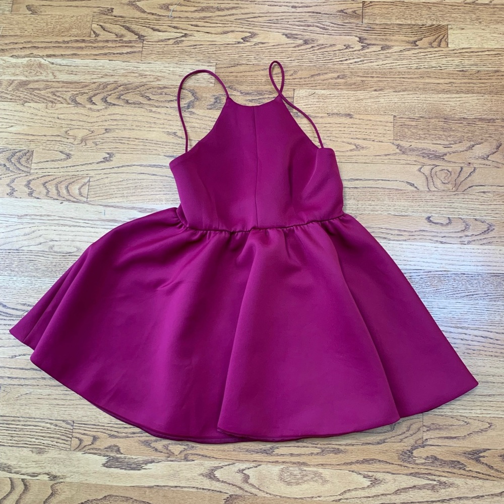 Magenta halter mini dress